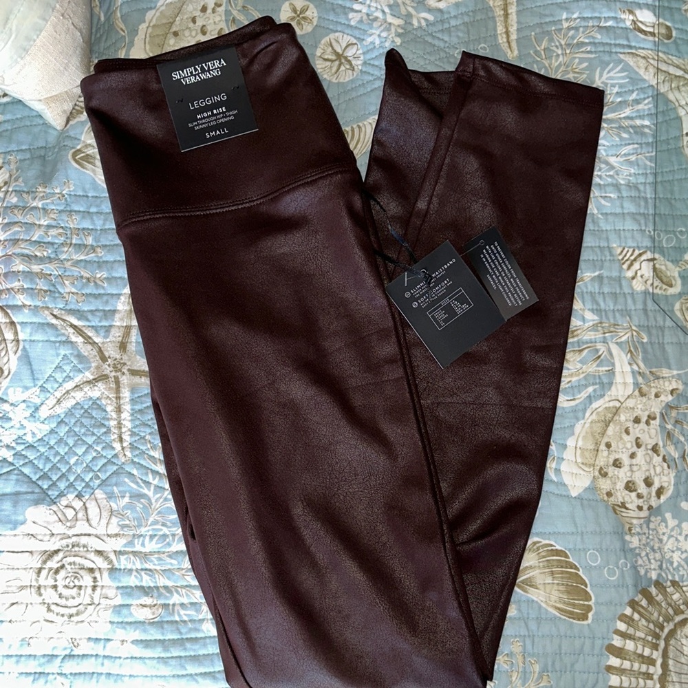 Simply Vera Vera Wang Faux Leather Leggings in Burgundy